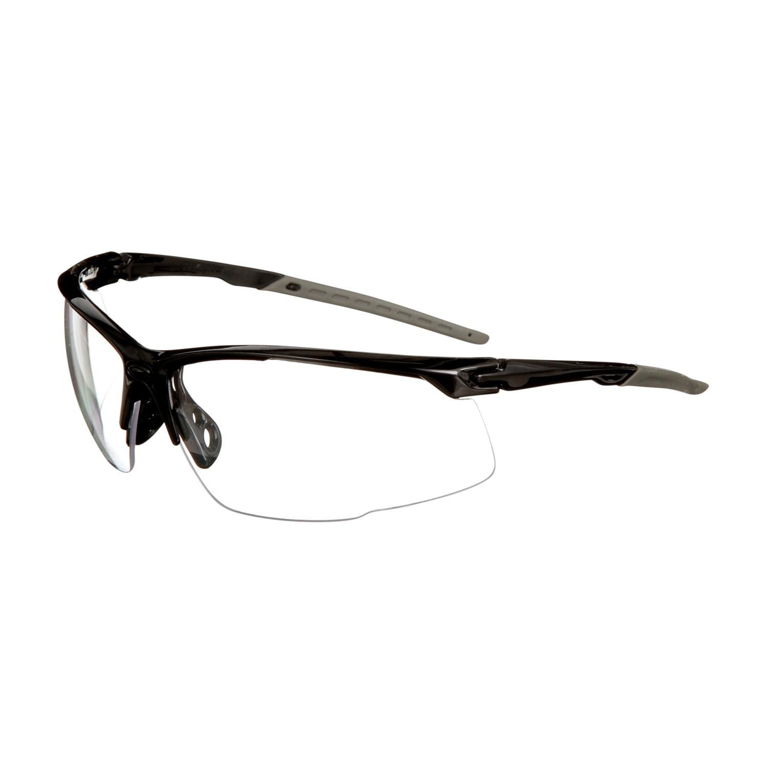 Lunettes de grand rendement 47070H1-DC 3M(MC), conception classique, monture noire et grise, verres antibuée transparents