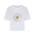 thumbnail image 3 of Women Drop Shoulder Round Neck Oversized Crop Tops Workout Tops Tees, 3 of 5