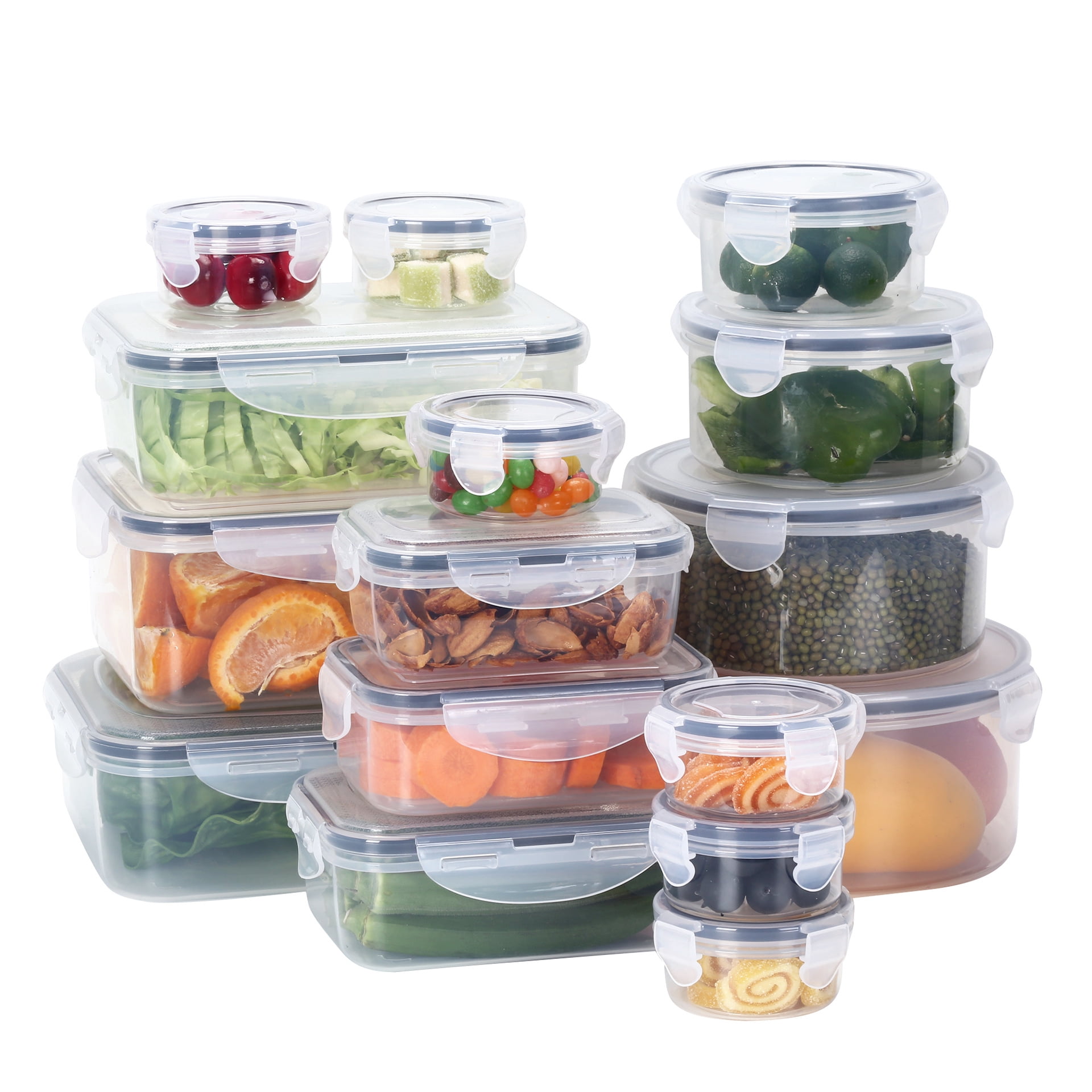 Air Tight 16 Piece Plastic Food Storage Containers with Lids, Safe Lunch Box Set For DIshwasher and Microwave, Leak Proof Storage Containers For Food- BPA Free