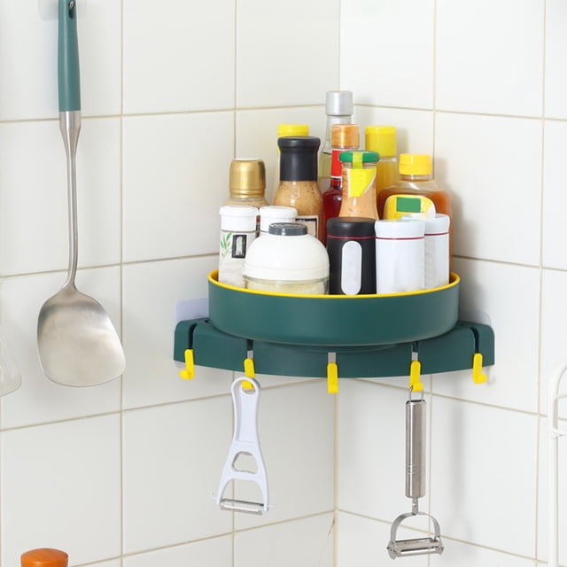 RXIRUCGD Corner Shower Caddy, Plastic Adhesive Bathroom Shower Organizer, Wall Mounted Shower Storage Rack for Inside Shower & Kitchen Storage