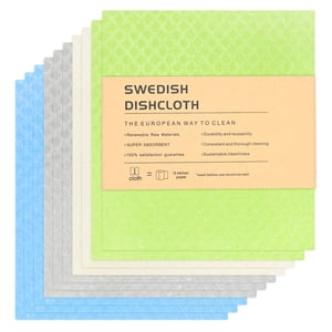 Uxcell 10-Pack Swedish Dishcloths for Kitchen, 7"x8" Wood Pulp Cellulose Reusable Paper Towels Washable Non-Scratch Rags [Gray Mix]