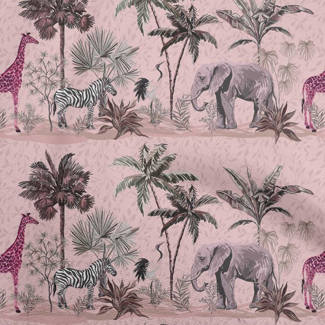 oneOone Silk Tabby Pink Fabric Tropical Sewing Craft Projects Fabric Prints By Yard 42 Inch Wide