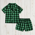 thumbnail image 2 of Yanlir Chemise d'Été pour Enfants à Col Rond, Manches Courtes, Motif, Chemise Fine, Chemise Décontractée pour Garçons à Manches Courtes, Short à Taille Élastique, Ensemble Deux Pièces (Vert#6, 6-12 Mois), 2 of 3