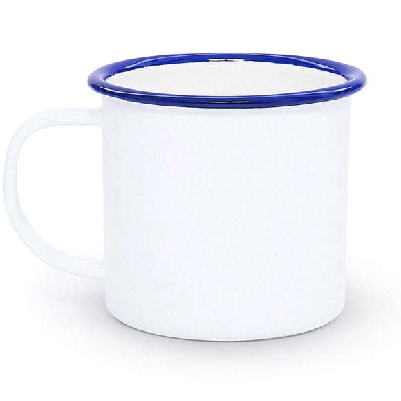 Crow Canyon Home Enamelware Mug 12 ounce Vintage White/Blue (Set of 4)