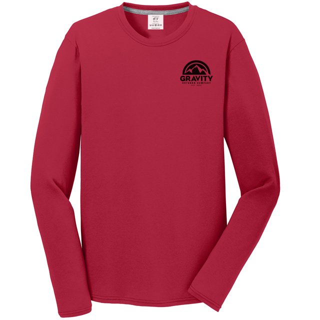 Gravity Outdoor Co. Performance Long Sleeve Shirt - Red - Black Logo - 2XL