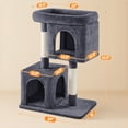 thumbnail image 4 of Yaheetech 33.5" Height Plush Cat Tree with Double Condos and Scratching Posts, Dark Gray, 4 of 8