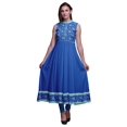 thumbnail image 1 of Bimba Kurti Longue Indienne Mandala Bleue pour Femmes Tenue de Fête Imprimée Sans Manches Robe Anarkali Kurti Moyen, 1 of 6