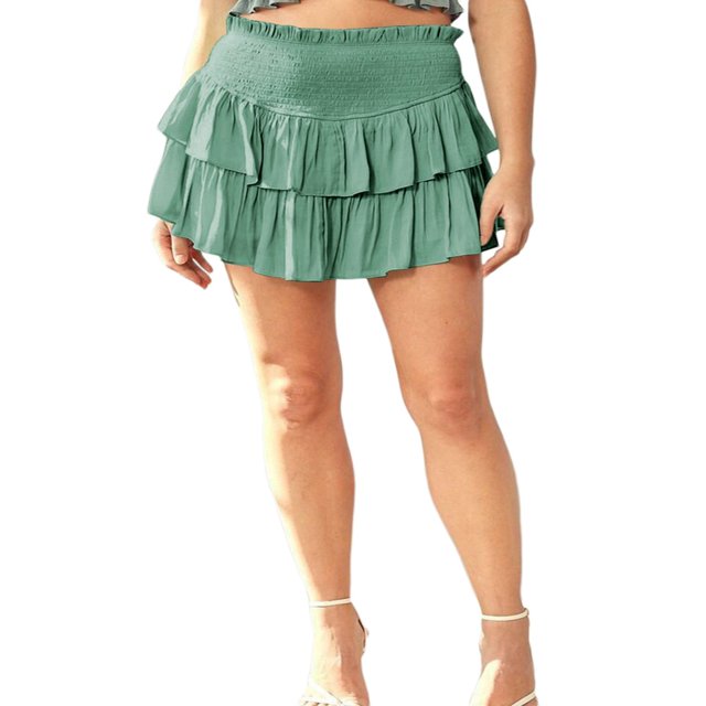 Jupe Patineuse Plissée pour Femmes Taille Haute à Volants Mini Jupes