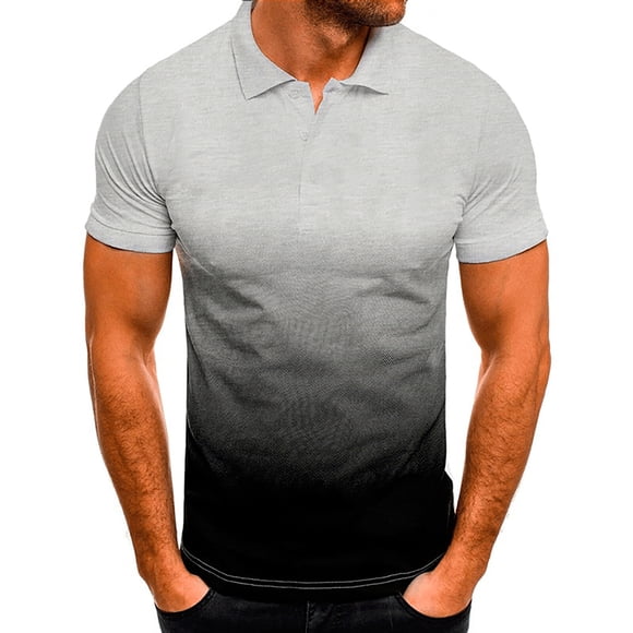 lcziwo Polo T-Shirt for Men 2024 Stand-Up Collar Shirt Tie Dye 3D Gradient Color Golf Tshirt Slim Fit Summer Casual Short Sleeve T Shirts Big and Tall Gray XXXXL