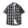 thumbnail image 1 of Besolor Mens Summer Button down Shirts Plaid Collared Short Sleeve Tops Big and Tall Beach Vacation Shirts with Pocket, 1 of 4