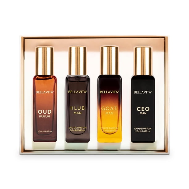 Bella Vita Luxury Man Perfume Gift Set 4 x 20 ml for Men with KLUB