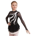 thumbnail image 3 of TiaoBug Girls Stylish Mesh Splice Rhinestone Figure Ice Skating Dress Long Sleeves Ballet Dance Tutu Dress White 10, 3 of 7