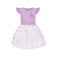 thumbnail image 1 of Robe Fille Violette Manches à Volants Papillon Jupe Étincelante Fête 6 Ans, 1 of 5