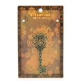 thumbnail image 3 of Fashion Steampunk Bronze Gear Key Pendant Statement Necklace Green, 3 of 5
