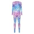 thumbnail image 3 of Oyolan Women's Fish Scale Print Jumpsuit Catsuit Long Sleeve One Piece Skinny Rompers Type G M, 3 of 4