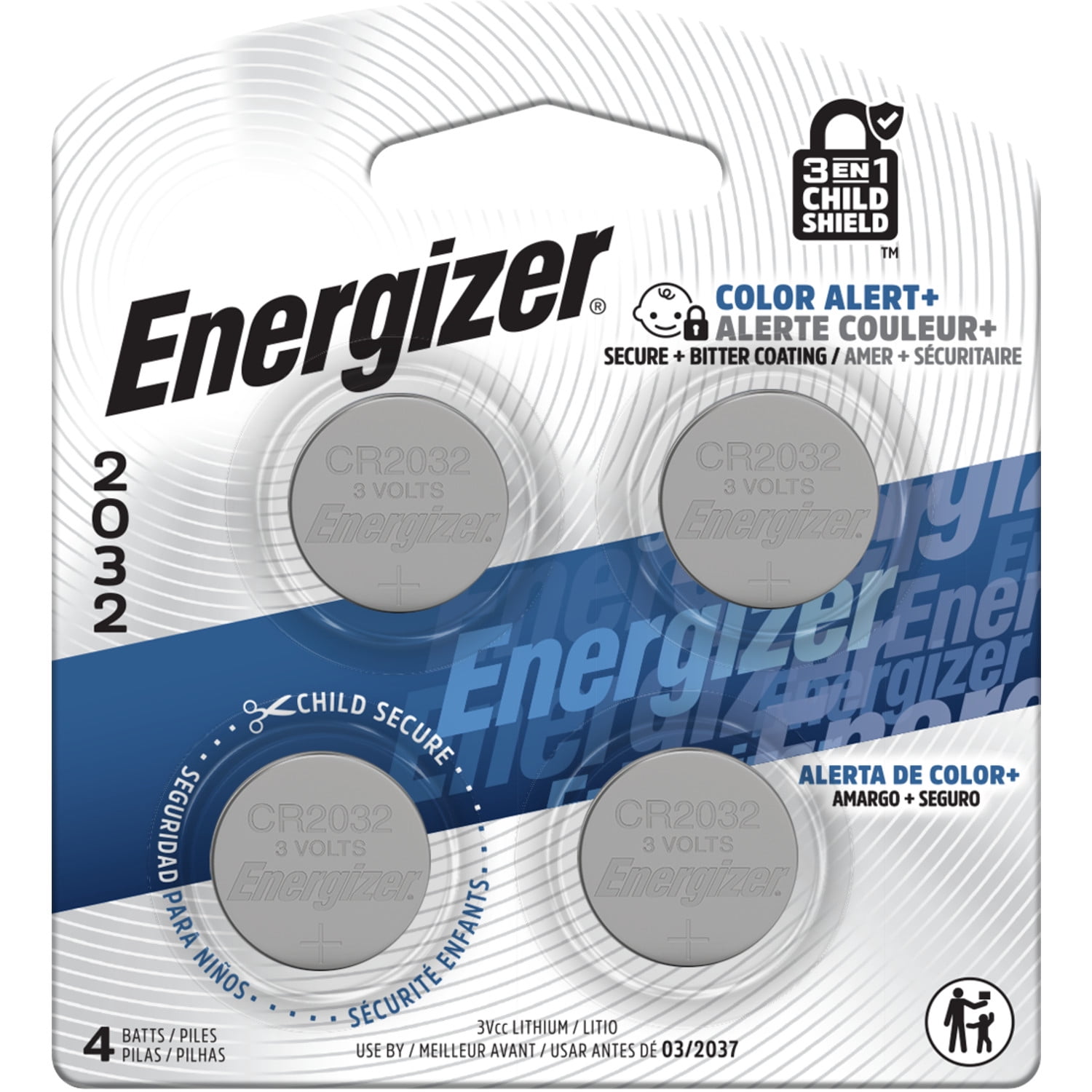 Pile miniature Energizer 2025 au lithium, emballage de 4