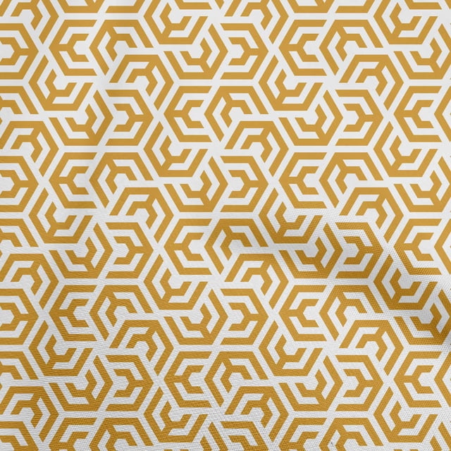 oneOone Viscose Chiffon Mustard Yellow Fabric Geometric Craft Projects Decor Fabric Printed By The Yard 42 Inch Wide