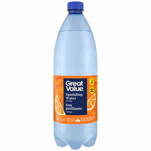 Eau pétillante Orange Great Value, 1 L