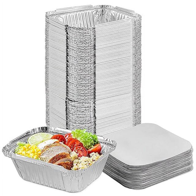 Aluminium Foil Containers 450ml 50Pcs. with Lid Cover For Food Packing, Storing, Foil Container for Food Parcel | Perfect Disposable Boxes for Food