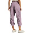 thumbnail image 4 of Pantalon Capri pour Femmes à Cordon Ajustable, Cargo Extensible, Enfilable, Taille Élastique, Respirant, Bas Resserré, Pantalon Parachute avec Poches, Violet, TG, 4 of 8