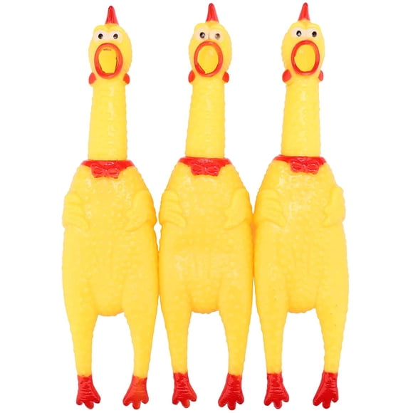 Screaming Chicken Dog Toys,Yellow Rubber Squaking Chicken Toy Novelty and Durable Rubber Chicken for Dogs,Rubber Chickens Value 3 Pack