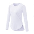 thumbnail image 3 of Mceream 2025 Chandails de Soleil à Manches Longues pour Femmes Protection Uv Hauts d'Entraînement Légers Golf Gym Randonnée Chandails Vêtements d'Extérieur Athlétique Col Rond Yoga Hauts Décontractés T-Shirt Uni Vêtements Grande Taille Blanc TG, 3 of 8