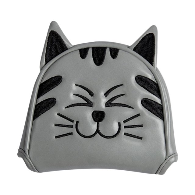 Golf Club Head Covers Mallet Putter Cat Pattern Accessories Putter Cue Headcover Semicircle Grey