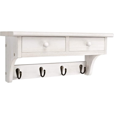 Sfugno Coat Hooks Wall Mounted, Rustic Wood Coat Rack Wall Mount Shelf with Hooks, Farmhouse Wall Coat Rack with Shelf & Coat Hook