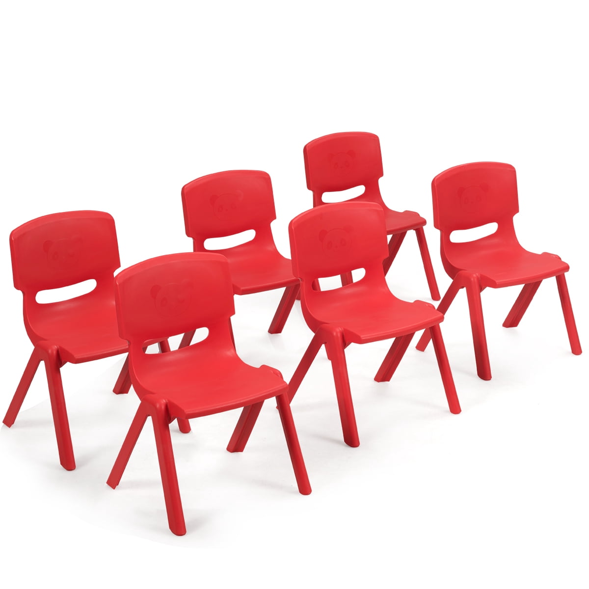 Patiojoy 6-Piece Plastic Kids Chair Modern Stackable Learning Chairs Red