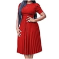 thumbnail image 1 of LOVZFMLL Robe d'Été pour Femme Grande Taille2025 Décontractée à Manches Courtes Taille Empire Coupe Ample Évasée Plissée Maxi Robe T-Shirt Rouge 3TG, 1 of 6