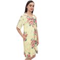 thumbnail image 2 of Bimba Chemise de Nuit à Manches Courtes pour Femmes, Jaune Pâle à Imprimé Floral - 22, 2 of 6