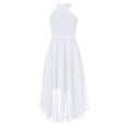 thumbnail image 2 of RUNQHUI Robe de Demoiselle d'Honneur Sans Manches en Mousseline à Ourlet Irrégulier pour Filles Enfants pour Fête Robe Blanche 16, 2 of 6
