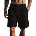 thumbnail image 2 of EOYWHK Men's Linen Shorts Elastic Waist Lounge Shorts Casual Solid Color Sleep Shorts with Drawstring Pockets, 2 of 6