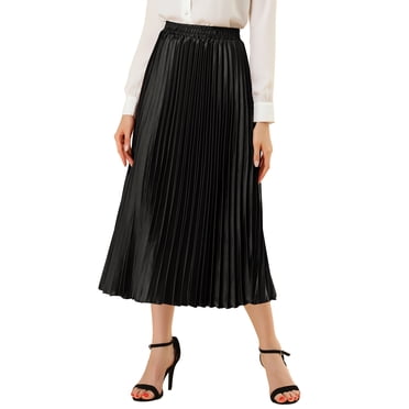 Unique Bargains Women's Halloween Costume Elastic Waisted Accordion Pleated Metallic Skirt