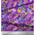 thumbnail image 3 of Soimoi Purple Rayon Fabric Text,Lips & Heart Print Fabric by the Yard 42 Inch Wide, 3 of 3