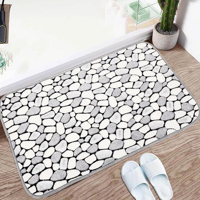 RYRDWP Thick Striped Memory Foam Bath Rugs, Soft Absorbent Velvet Bathroom Mats, Dots On Underside, Machine Washable Bathmat, Carpet Rug Room Décor For Shower Floor