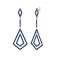 thumbnail image 2 of Boucles d'Oreilles Pendantes Goutte en Argent Sterling 925 avec Saphir Bleu Rond pour Femme, Lustre de Mariage, 2 of 4