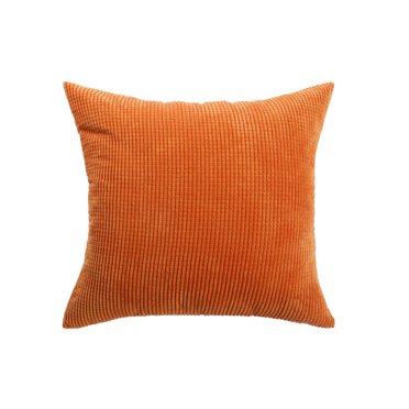 Cushion Cover Stripe Design Velvet Throw Pillow Case Shell for Sofa 18" Orange