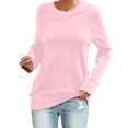 thumbnail image 1 of Pxiakgy T-Shirts pour Femmes T-Shirts pour Femmes Chandail en Molleton Décontracté à Col Rond Manches Courtes Longues Chemise Douce Ample Hauts Rose + 5TG, 1 of 4