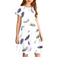 thumbnail image 4 of Soldes de Liquidation Aujourd'hui Offres Iumwxz Robe Décontractée Trapèze Robe Tunique pour Adolescentes Robes Col Rond Mignonne à Motif Robe à Manches Courtes pour Filles Robes Ravissantes pour Fête 4-14a, 4 of 7