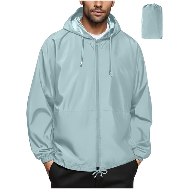 SHTXOZHI Manteau de Pluie pour Homme Imperméable Coupe-Vent Pliable à Capuche Imperméable pour Plein Air Randonnée Voyage