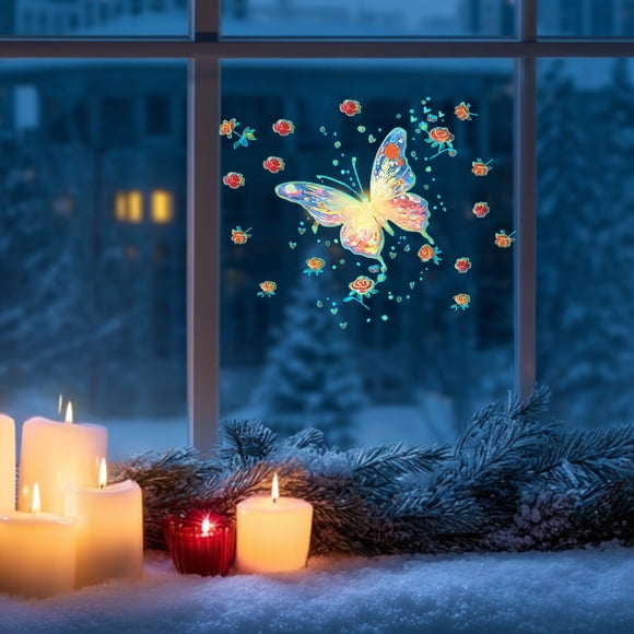 Glow in The Dark Butterfly Wall Stickers | Luminous Glitter Decals for Windows Doors and Walls | Adhesive Home Decor for Bedroom Living Room Party Decoration