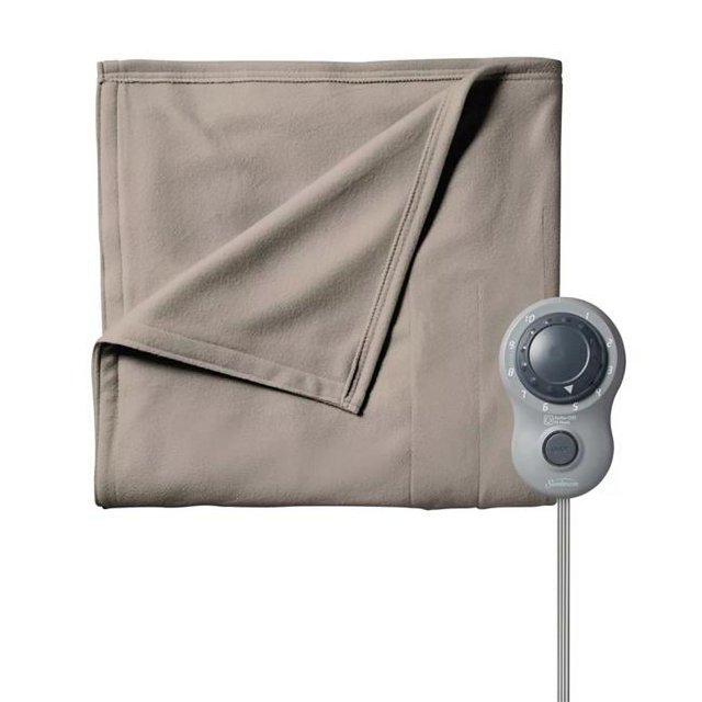 Sunbeam Fleece Heated Blanket, Mushroom, Full Size