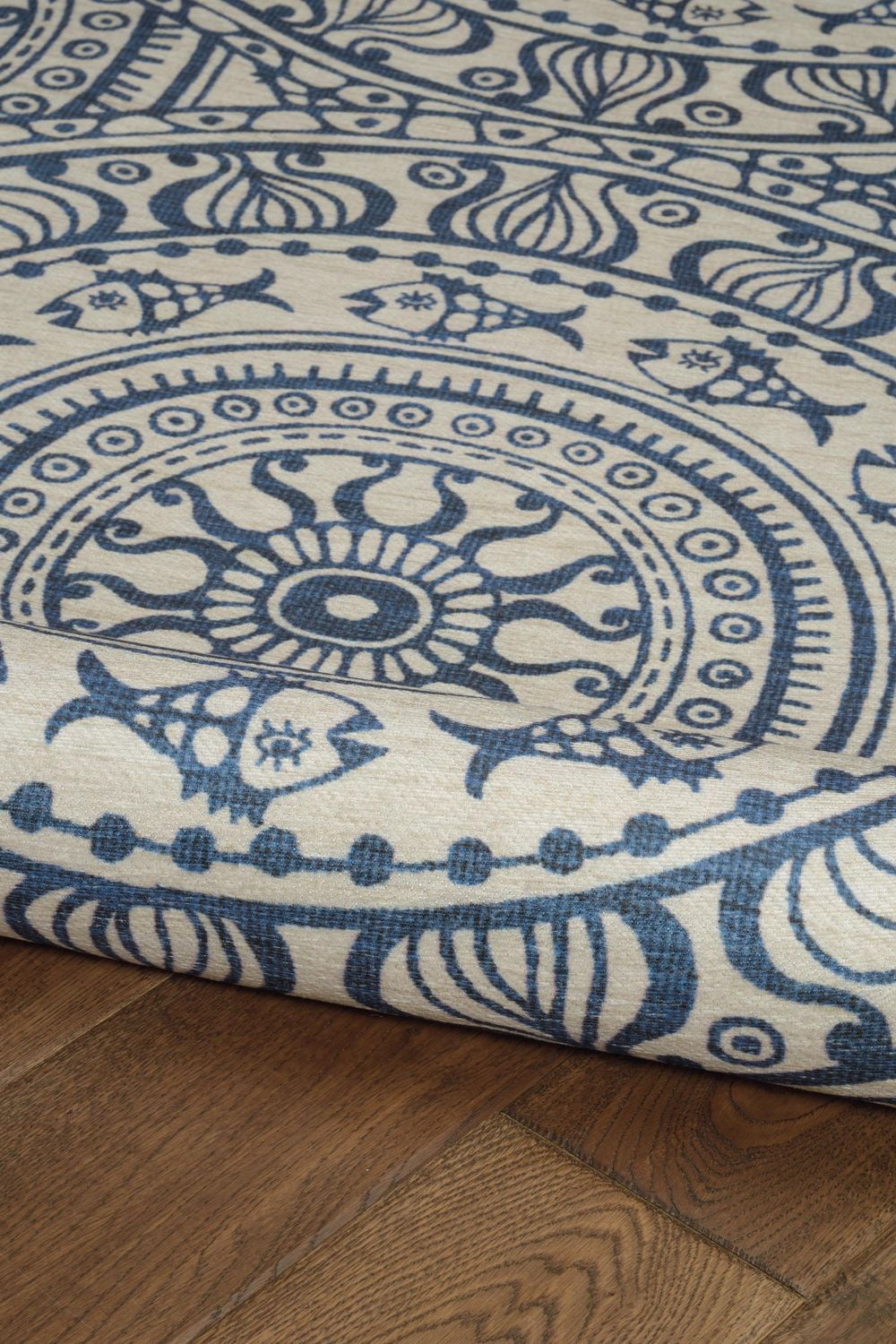 Tapis d'accent extérieur lavable Ormond ivoire & bleu 2 pi x 3 pi