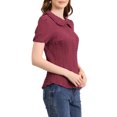 thumbnail image 4 of INSPIRE CHIC Chemise Douce à Col Claudine Vintage pour Femme, Boutonnée, S Rouge Foncé, 4 of 8