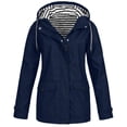 thumbnail image 2 of Kcodviy Imperméable pour Femmes Manteau de Pluie Uni Veste de Lit pour Femmes Âgées à Capuche Coupe-Vent Manteau d'Extérieur Veste Zippée Femmes Léger Plus Manteau pour Femmes, 2 of 6