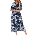 thumbnail image 4 of yievot Women's Zipper Robes Half Sleeve Zip Front Robe Lightweight House Coat Loungewear with Pockets, 4 of 4