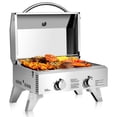 thumbnail image 1 of Gymax 2 Burner Portable BBQ Table Top Propane Gas Grill Stainless Steel, 1 of 10