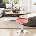 thumbnail image 3 of Costway Set of 2 Adjustable Vanity Stool 360° Swivel Storage Makeup Chair with Tray Pink, 3 of 10