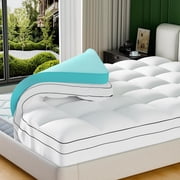 4 Inch Dual Layer Memory Foam Mattress Topper Full Size ，2 Inch Cooling Gel Memory Foam Plus 2 Inch Fluffy Pillow Top Mattress Pad Cover for Back Pain with 8-21 Inch Deep Pocket